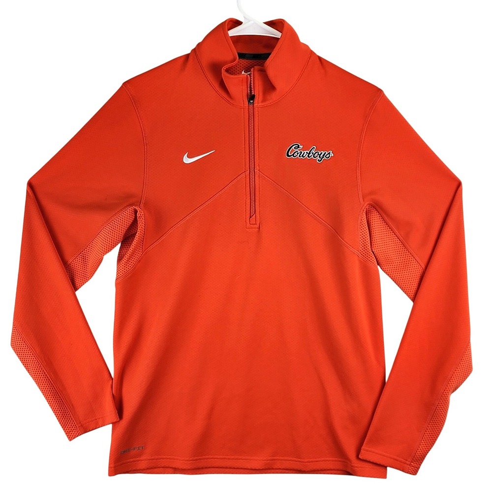 Oklahoma State Cowboys Nike Dri-FIT‎ Quarter Zip Pullover Mens S Orange Athletic